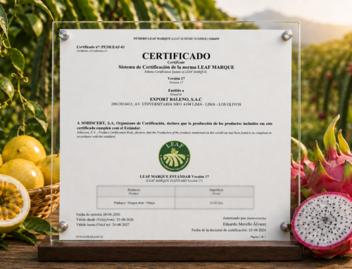 Proyecto Baleno obtiene la certificación LEAF Marque: un nuevo respaldo a nuestra operación agrícola